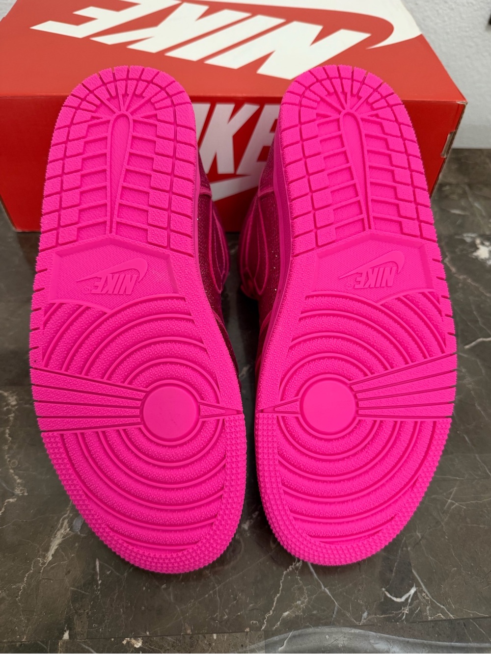 Fuschia/Pink Iced Out Nike Air Jordan 1 Custom Crystal Sneakers - Picture 5 of 7